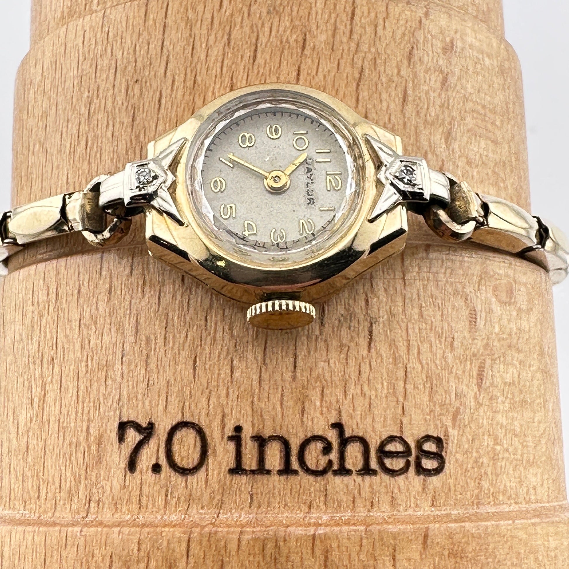 Antique Baylor Swiss Cocktail 14k Solid Gold With Diamonds 17mm Ladies Watch