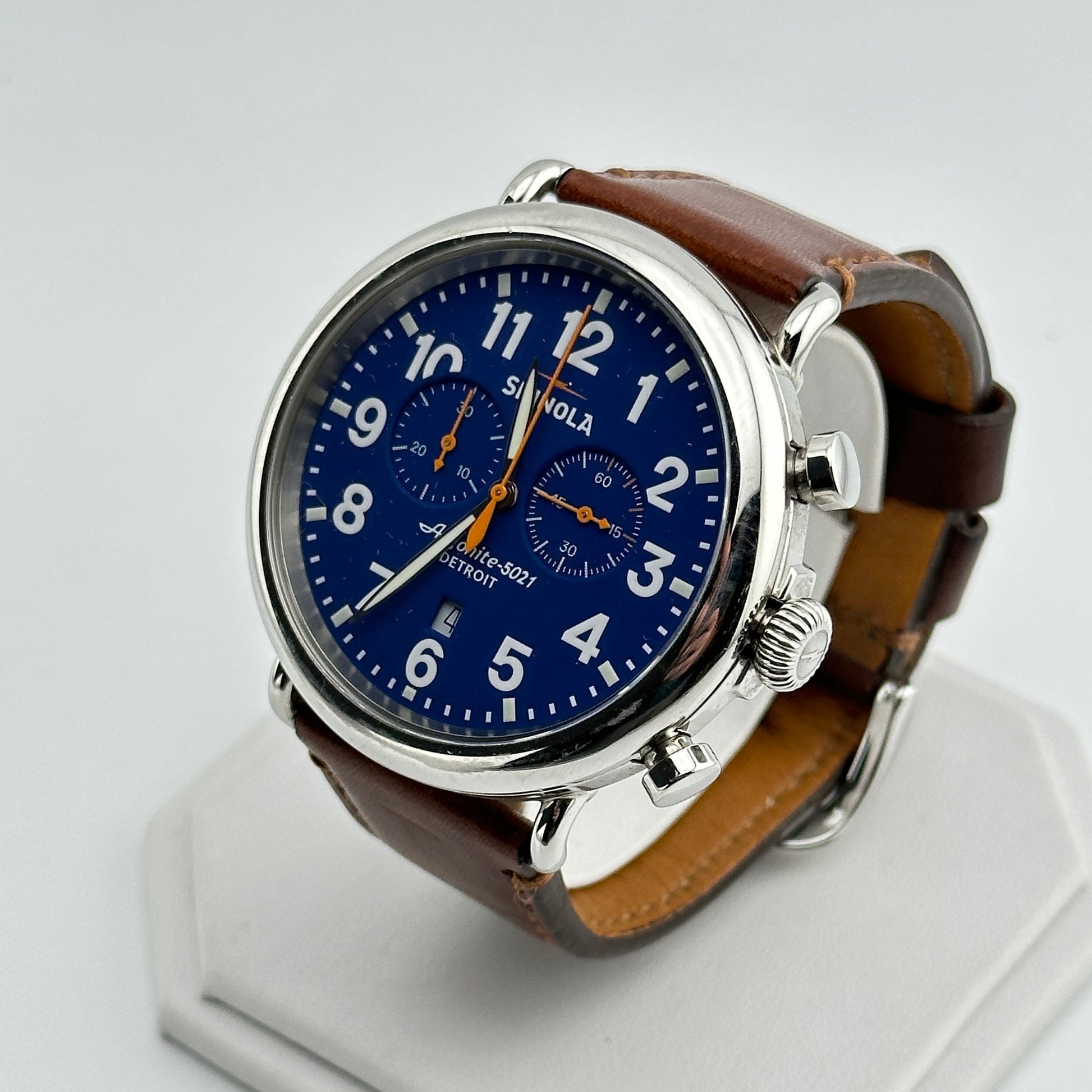 Shinola Runwell 47mm Chrono Argonite 5021 Watch with Blue Dial