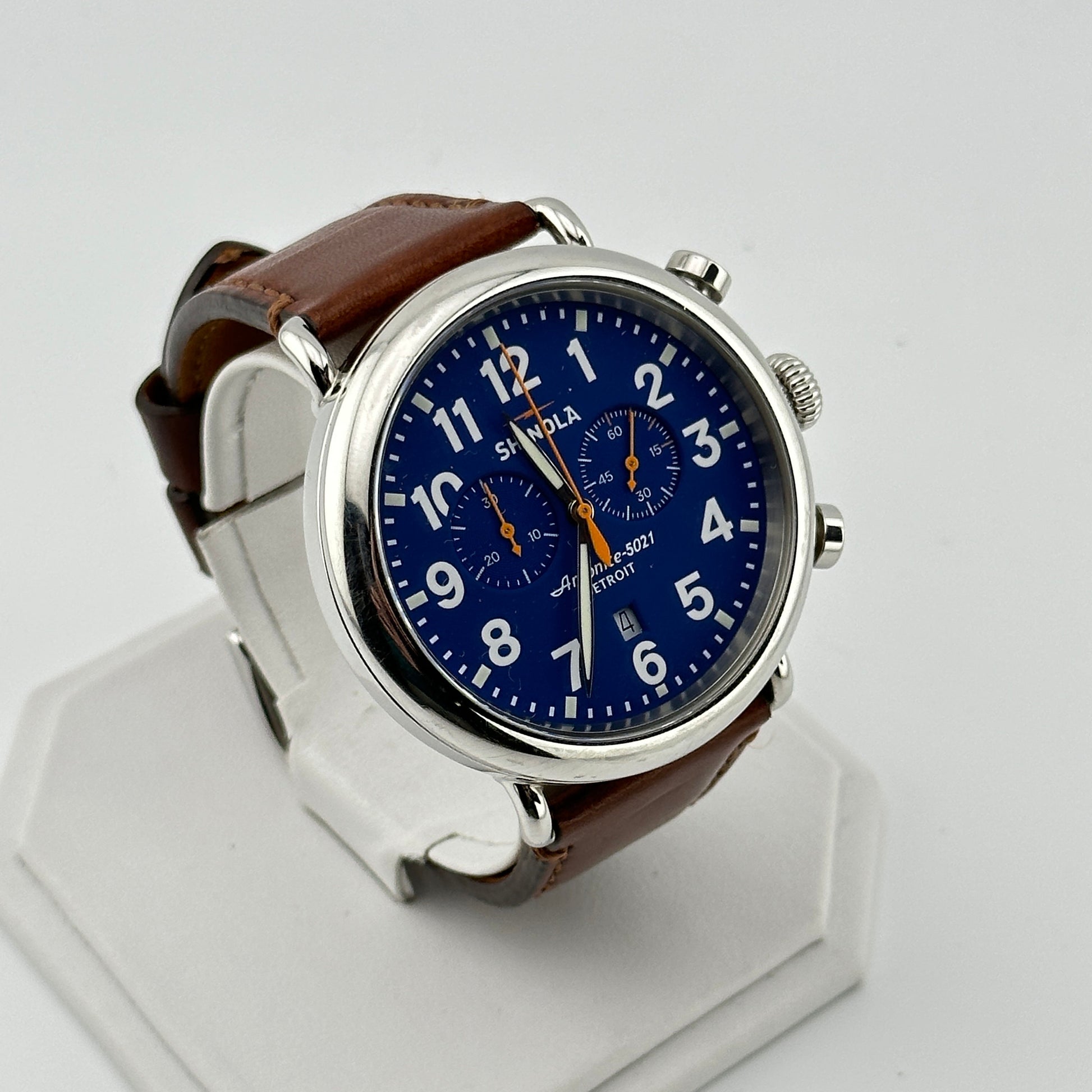 Shinola Runwell 47mm Chrono Argonite 5021 Watch with Blue Dial