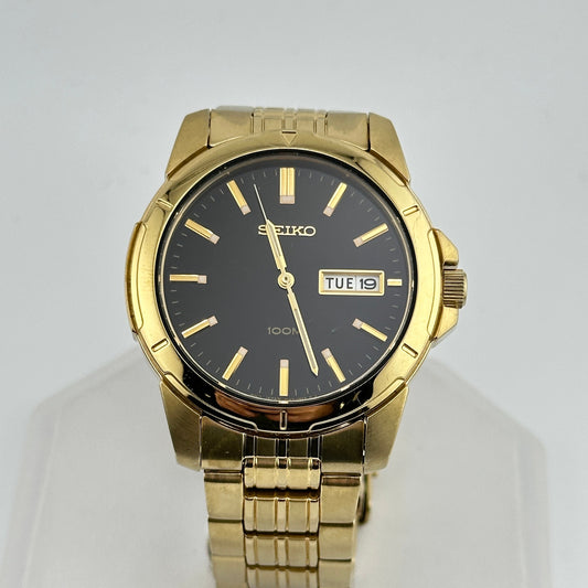 Seiko 100m Gold Tone Day Date Men’s 42mm quartz watch