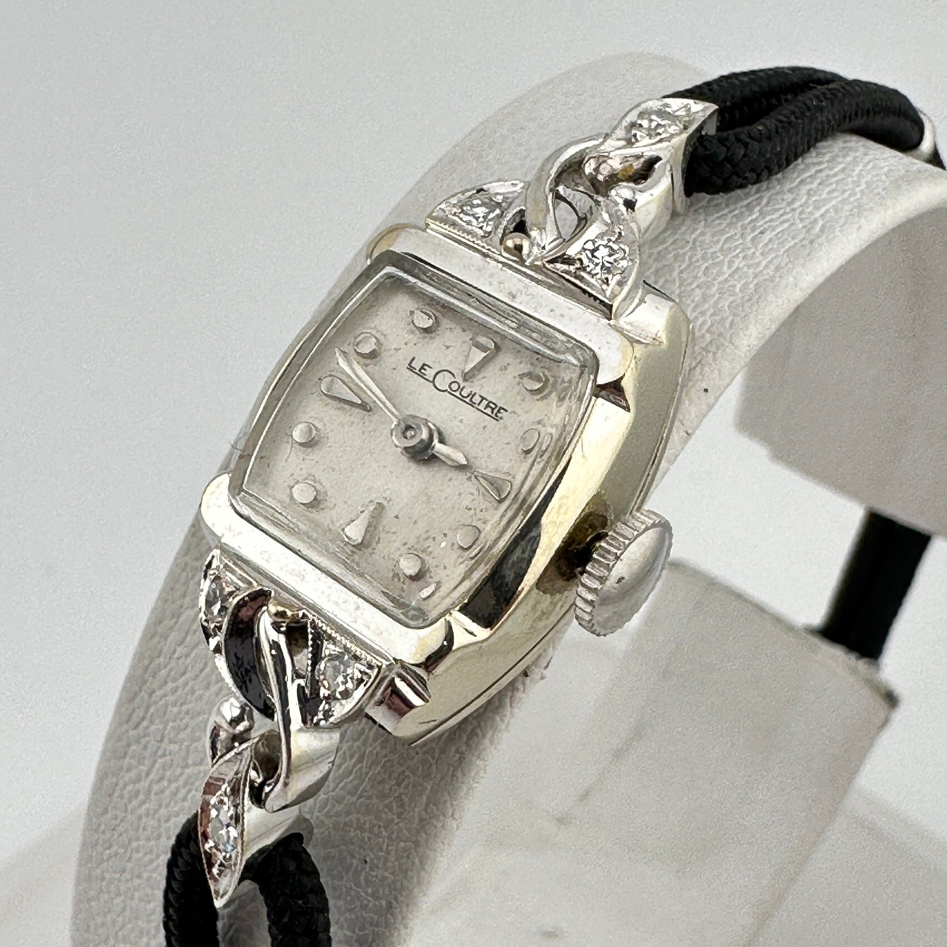 LeCoultre 17 Jewels 14k Solid White Gold & Diamonds Ladies Watch