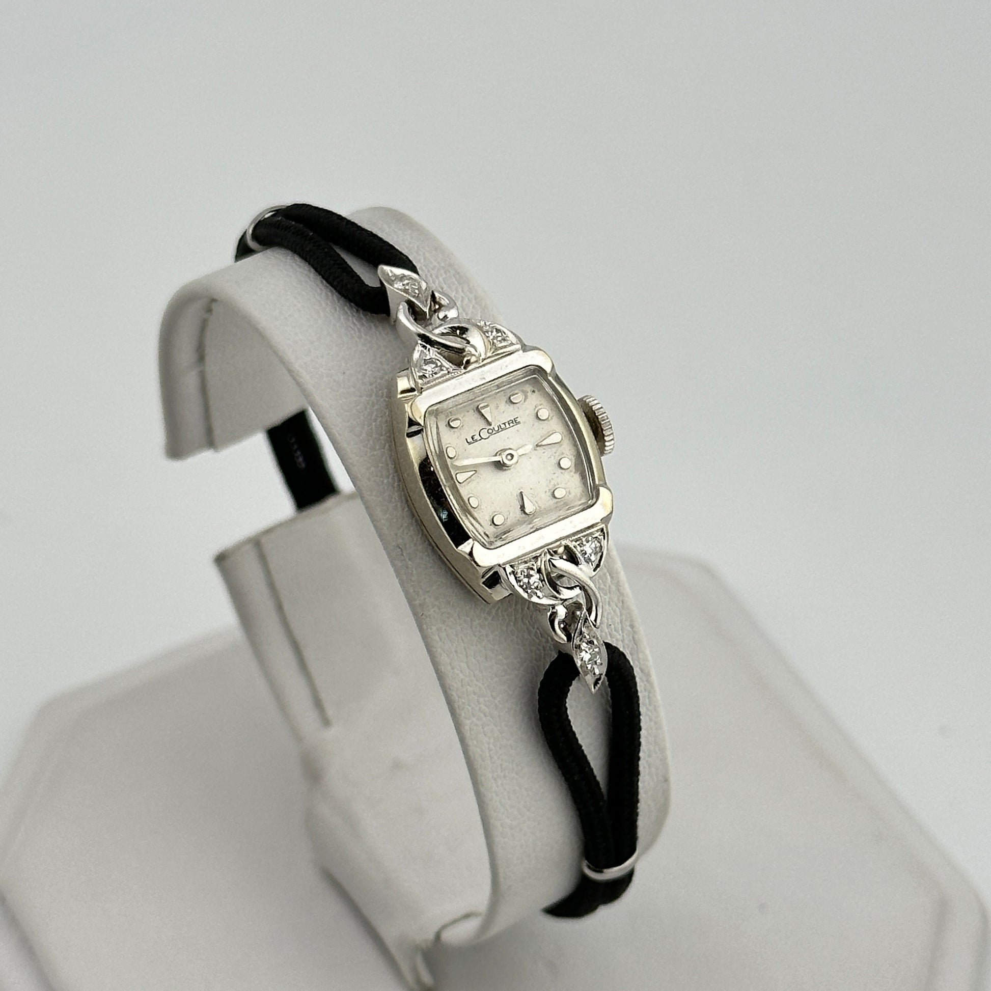 LeCoultre 17 Jewels 14k Solid White Gold & Diamonds Ladies Watch