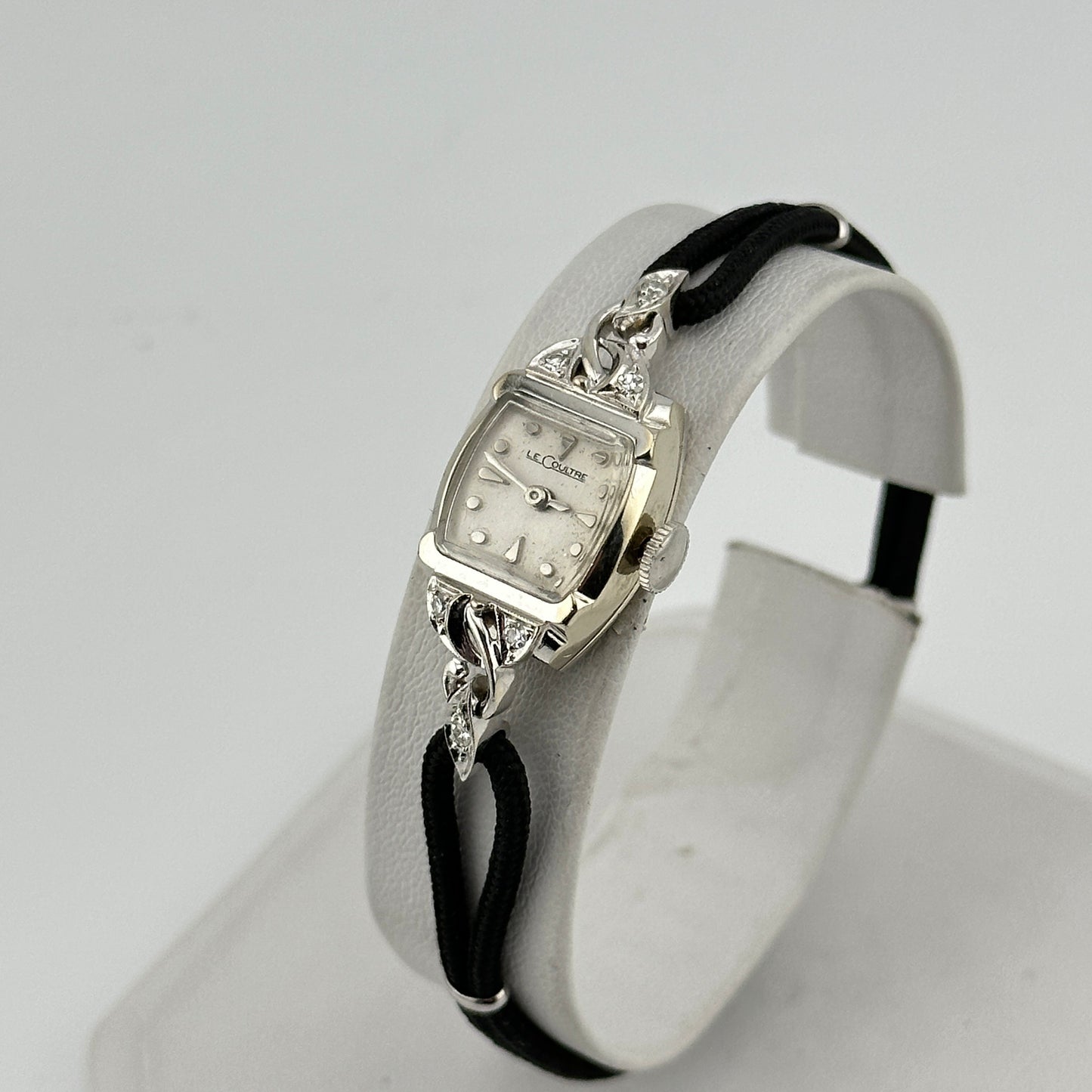 LeCoultre 17 Jewels 14k Solid White Gold & Diamonds Ladies Watch