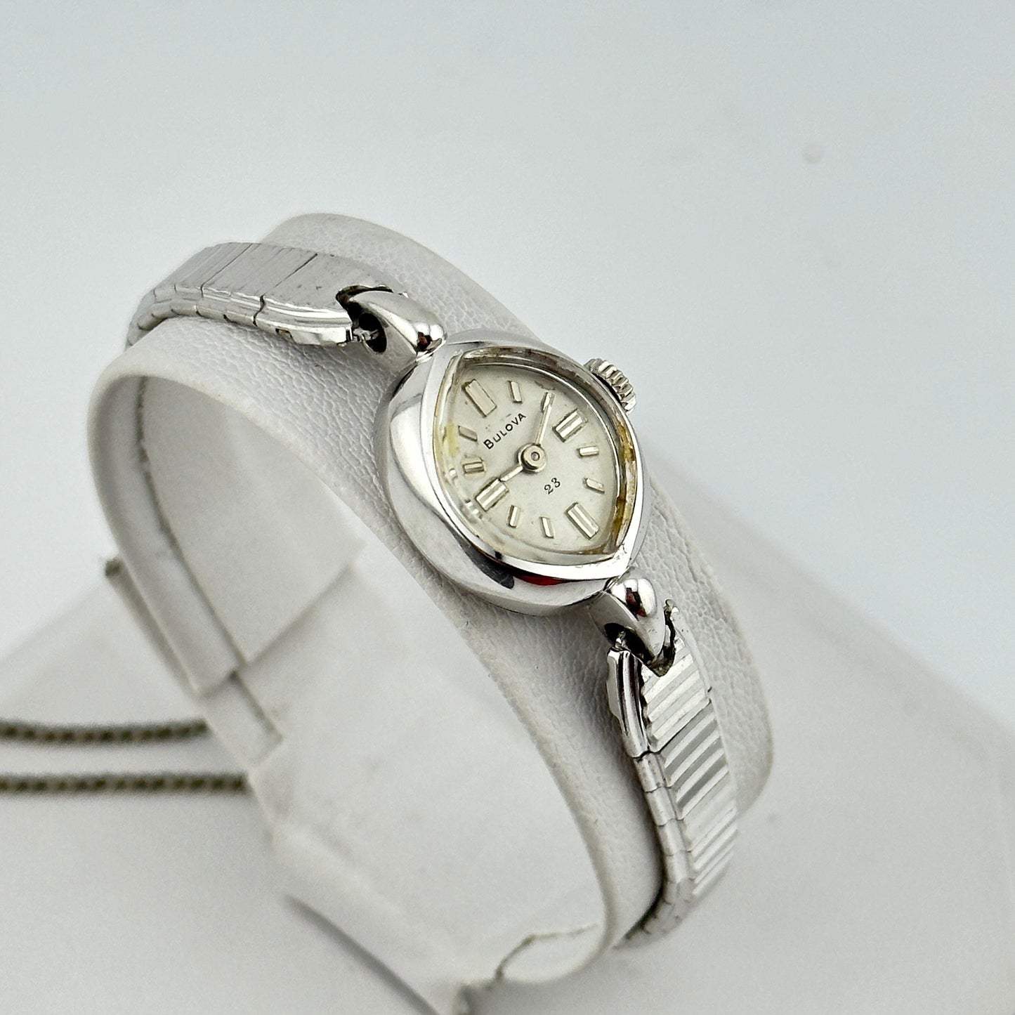 Antique Bulova Swiss Cocktail 10k White Gold Filled Watch with 23 Jewels