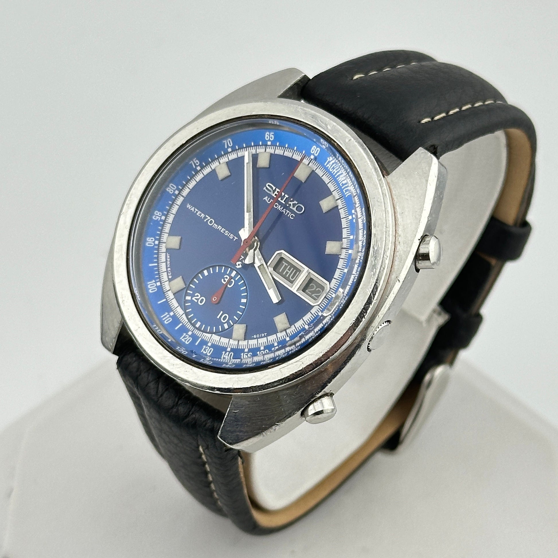 Seiko “Blue Bruce Lee” Speedtimer Automatic Chronograph 39mm Mens Wristwatch c.June 1972