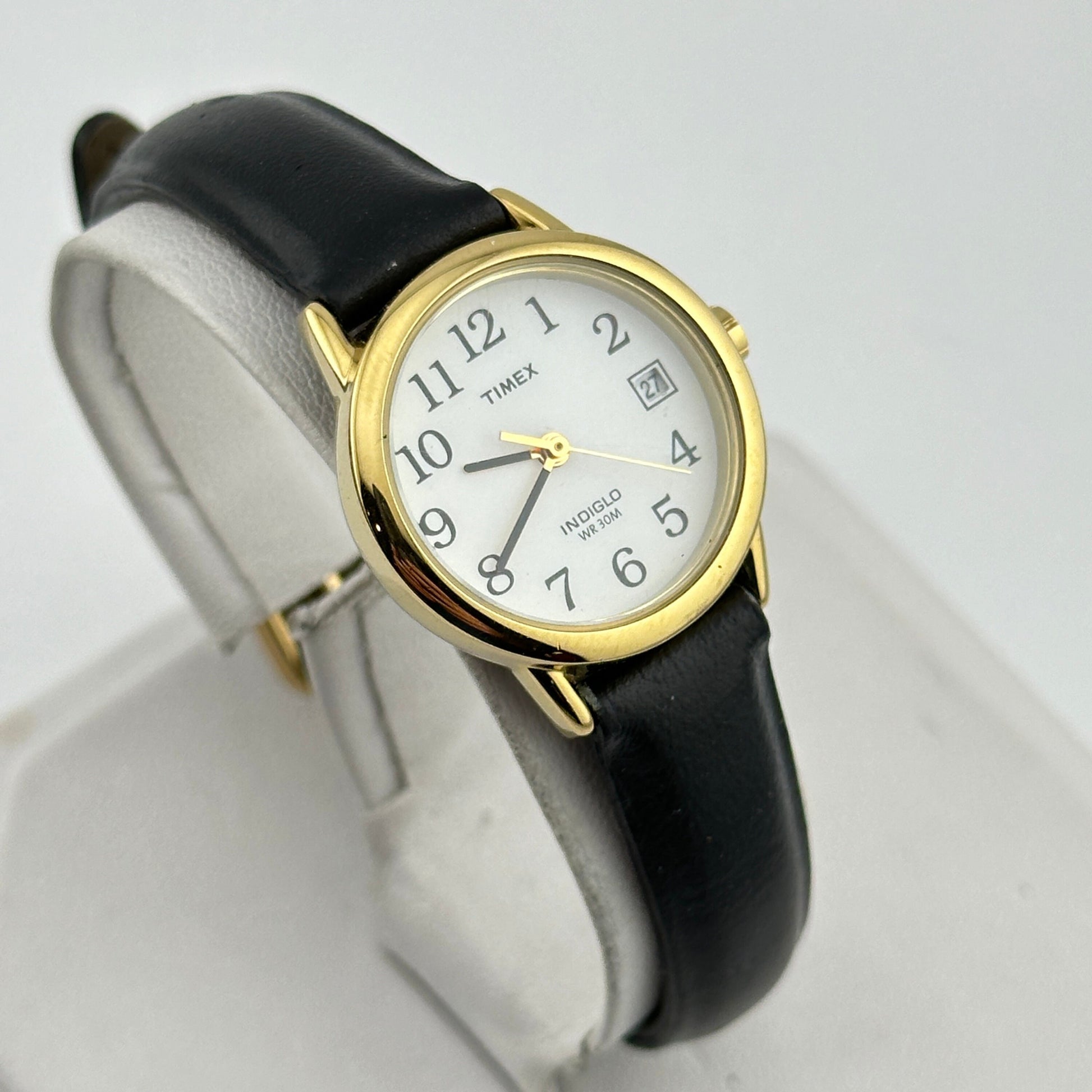 Timex Gold Indiglo 25mm Leather Strap Ladies Watch