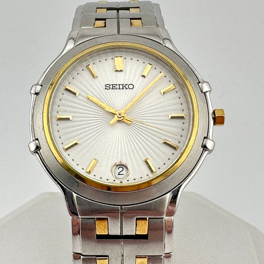 Seiko 18k Gold Bezel & Trim Stainless Steel 34.6mm Mens Watch