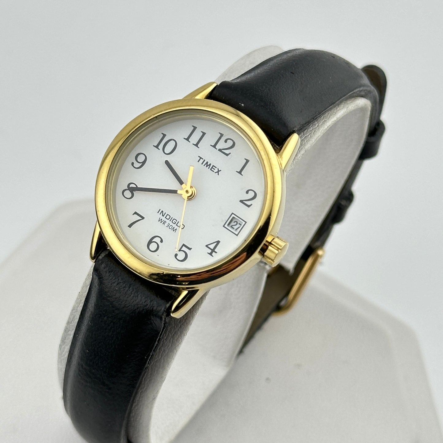 Timex Gold Indiglo 25mm Leather Strap Ladies Watch