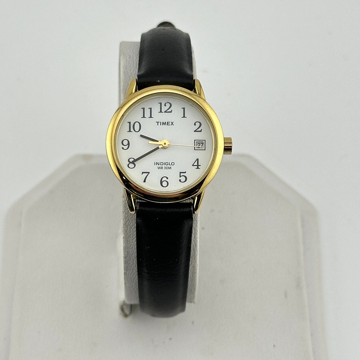 Timex Gold Indiglo 25mm Leather Strap Ladies Watch