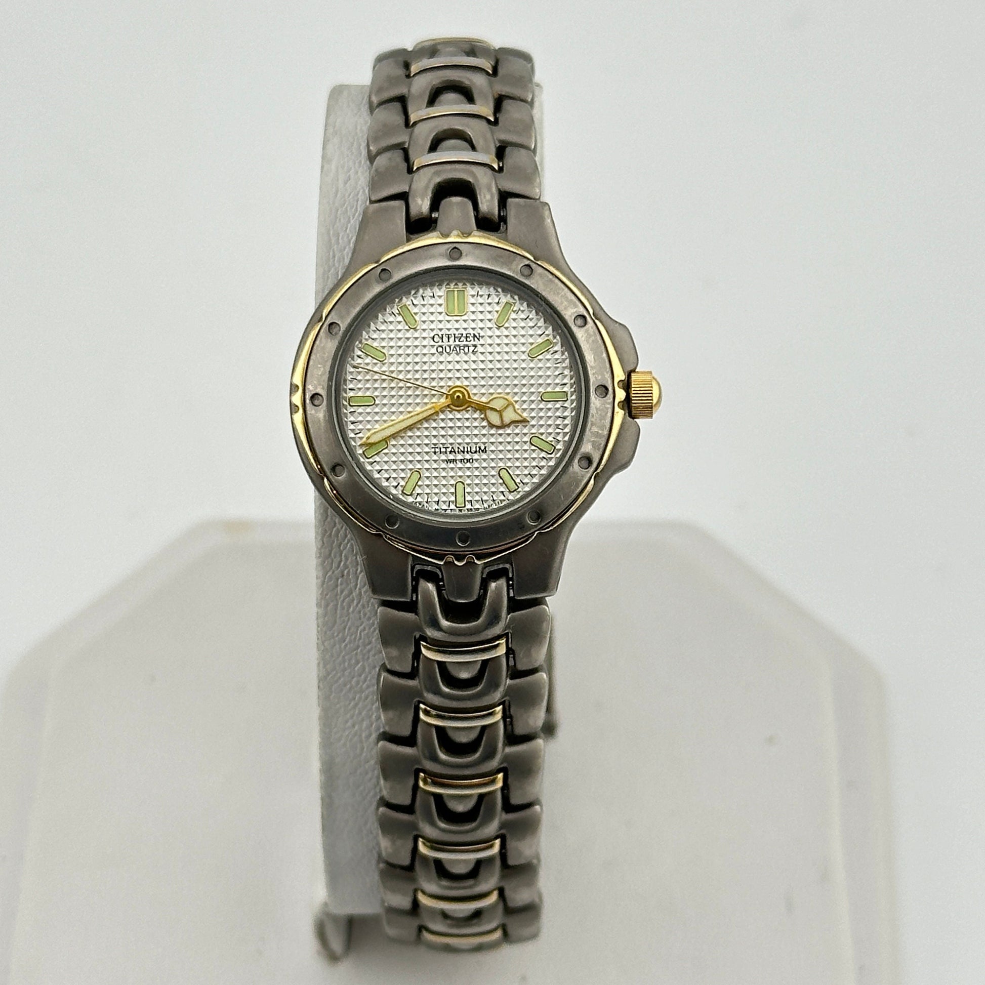 Citizen Titanium 25mm Ladies Watch with Textured Dial Gold plated trim c. Jan 1999