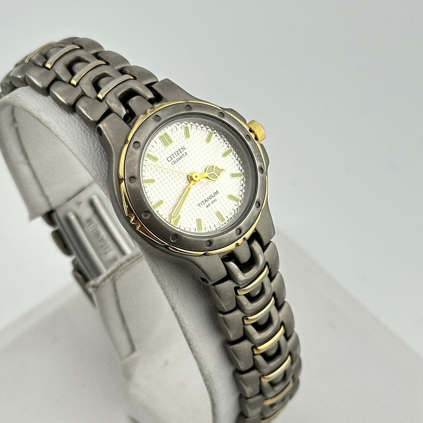 Citizen Titanium 25mm Ladies Watch with Textured Dial Gold plated trim c. Jan 1999