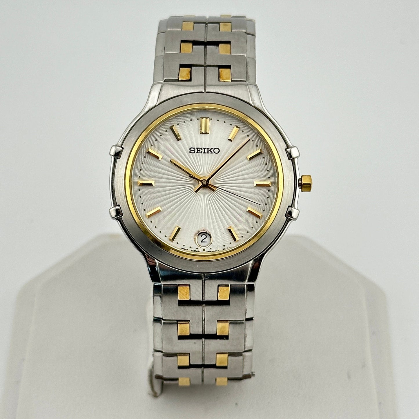 Seiko 18k Gold Bezel & Trim Stainless Steel 34.6mm Mens Watch