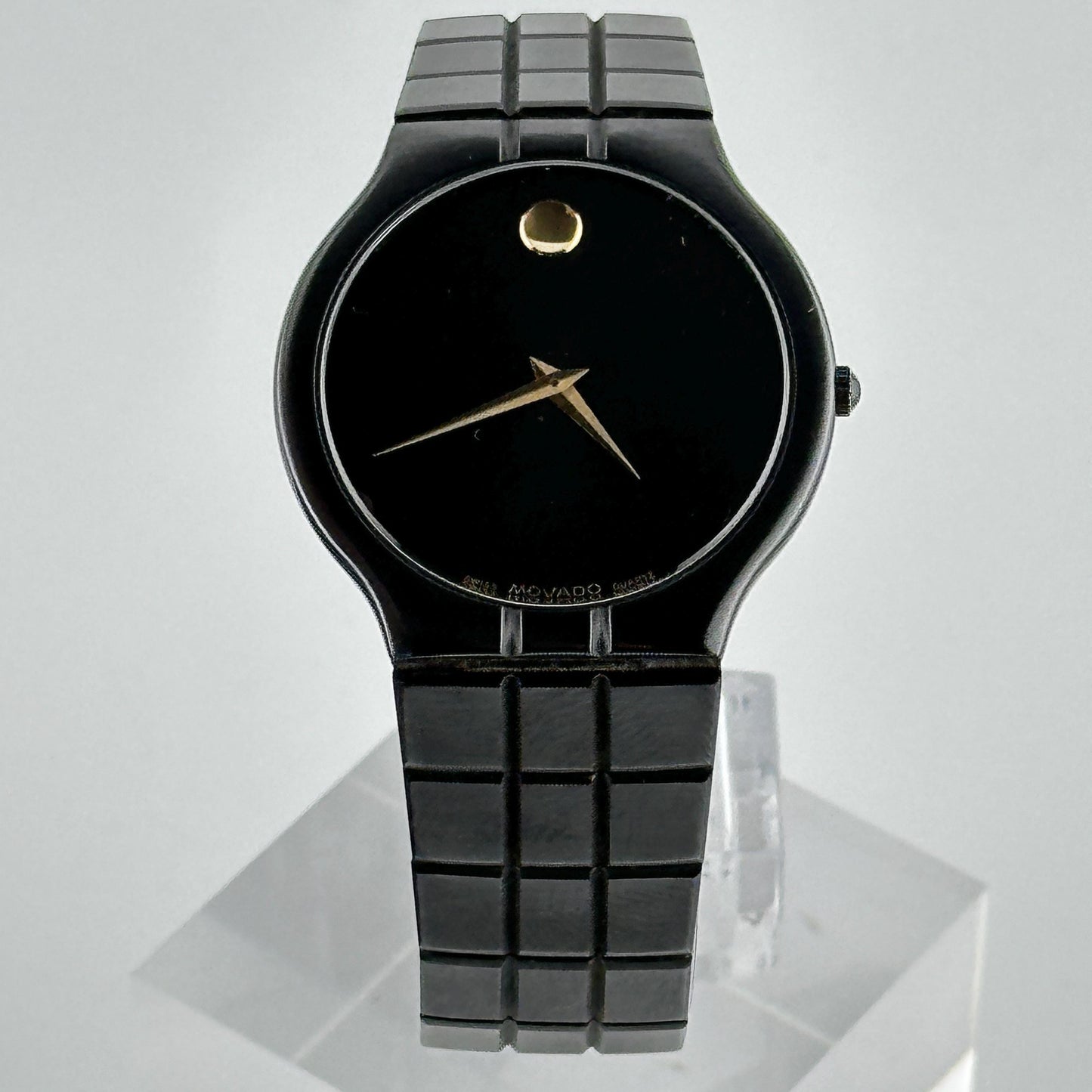 Movado Black PVD Coated "Museum Dial" 32mm Men's Rare Wristwatch