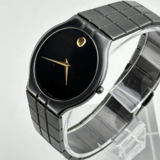 Movado Black PVD Coated "Museum Dial" 32mm Men's Rare Wristwatch