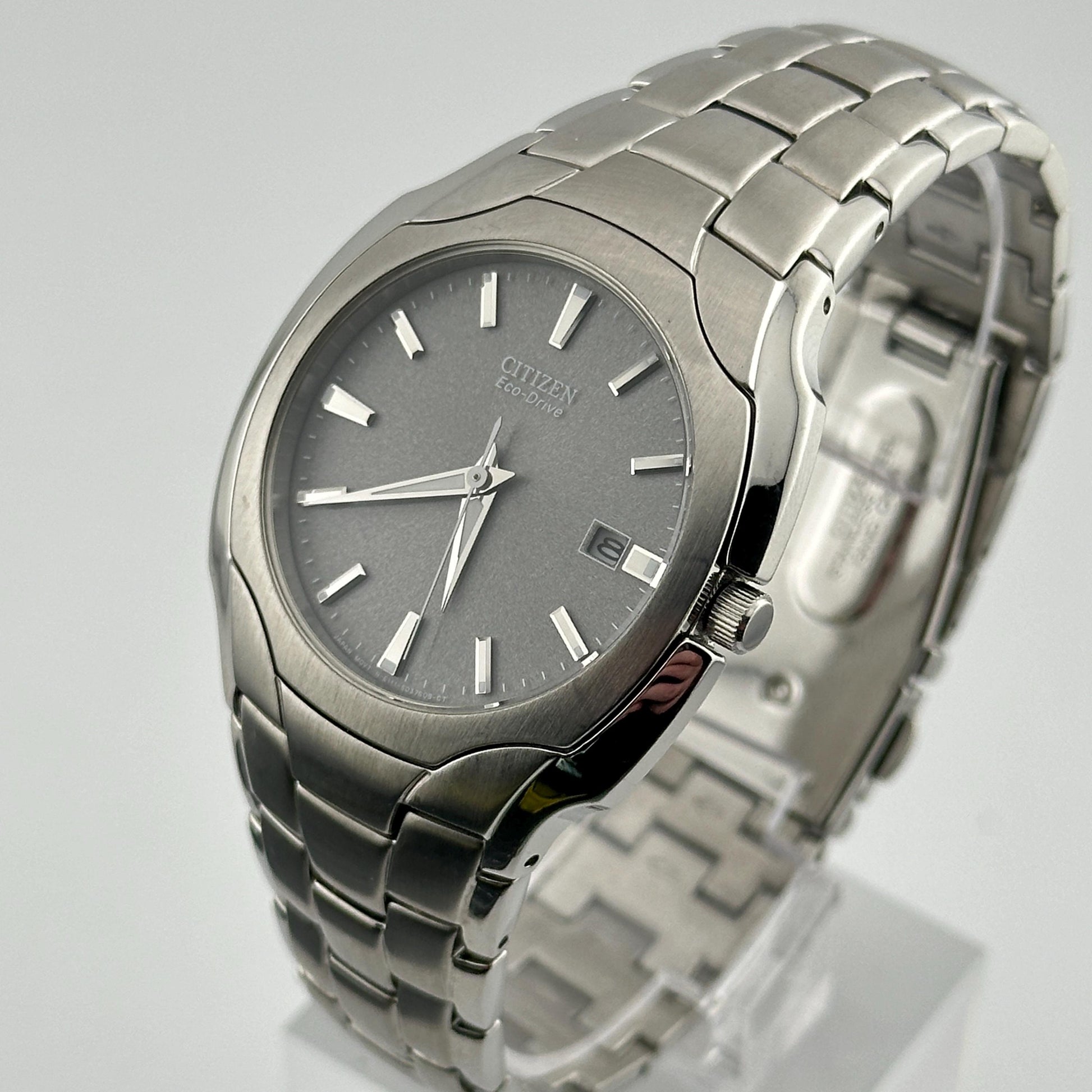 Vintage Citizen Eco-Drive Stainless Steel Day Date 38mm Mens Watch