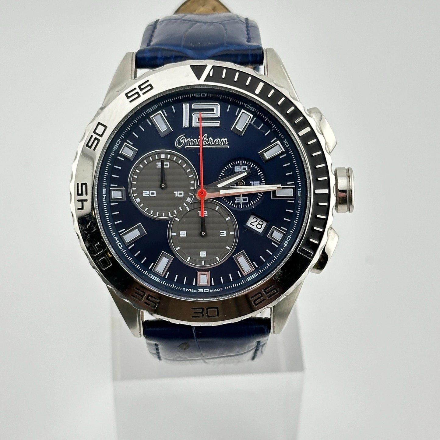 Omikron Stainless Steel Blue Dial Chronograph 45mm Men’s Watch