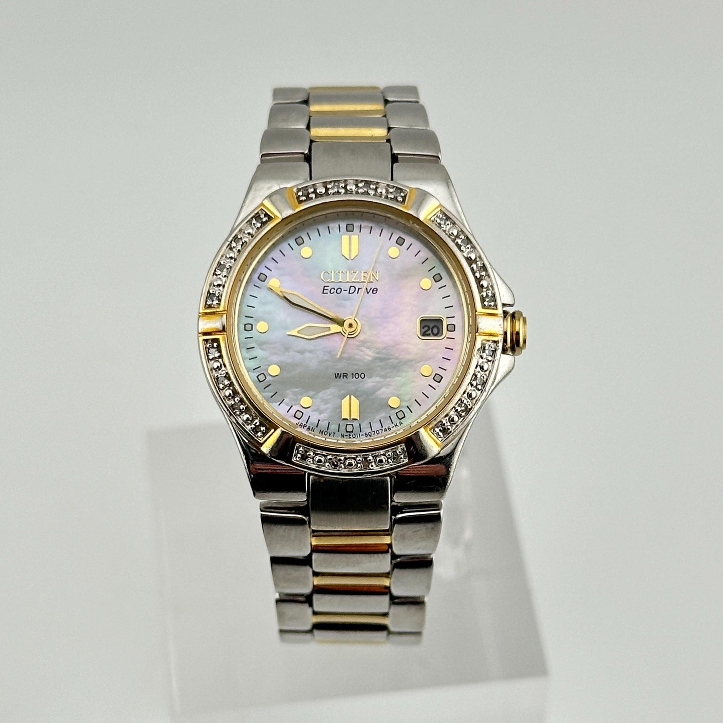 Citizen Eco-Drive 25mm Ladies Watch with Mother of Pearl Dial and Diamond Bezel