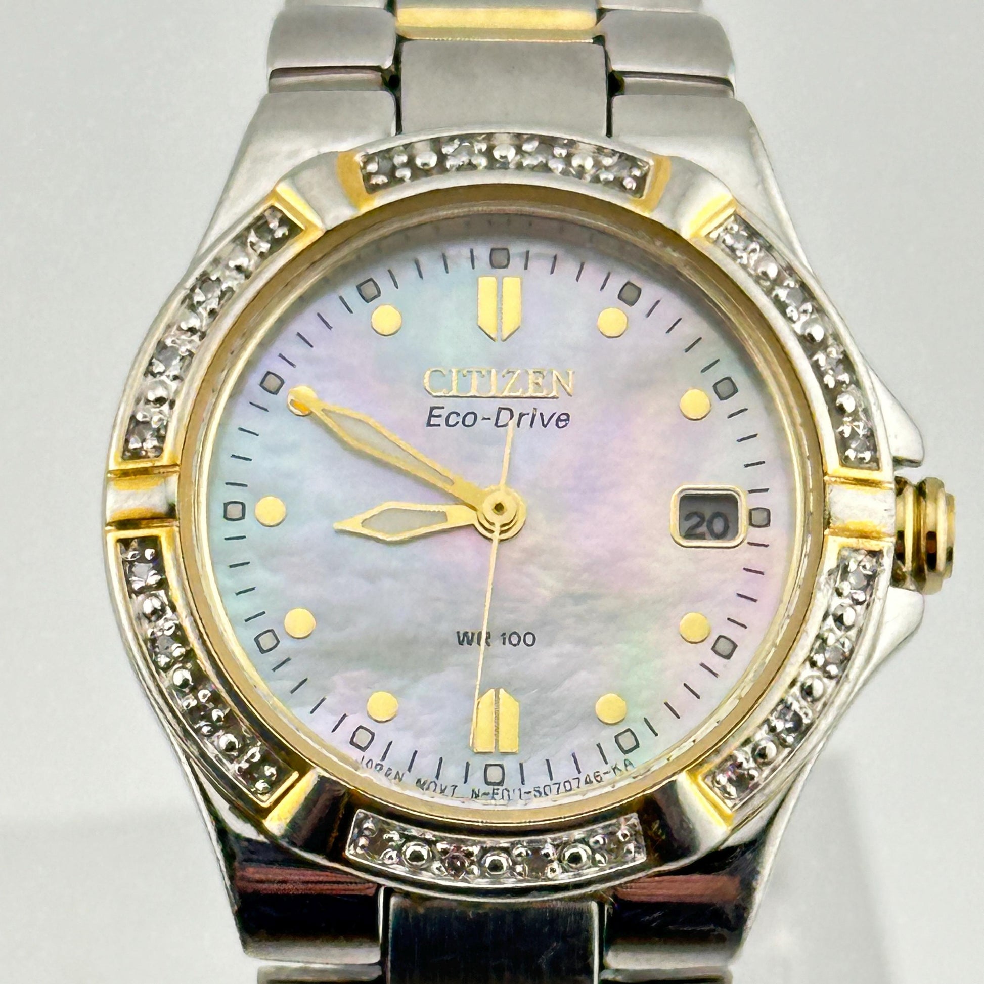 Citizen Eco-Drive 25mm Ladies Watch with Mother of Pearl Dial and Diamond Bezel