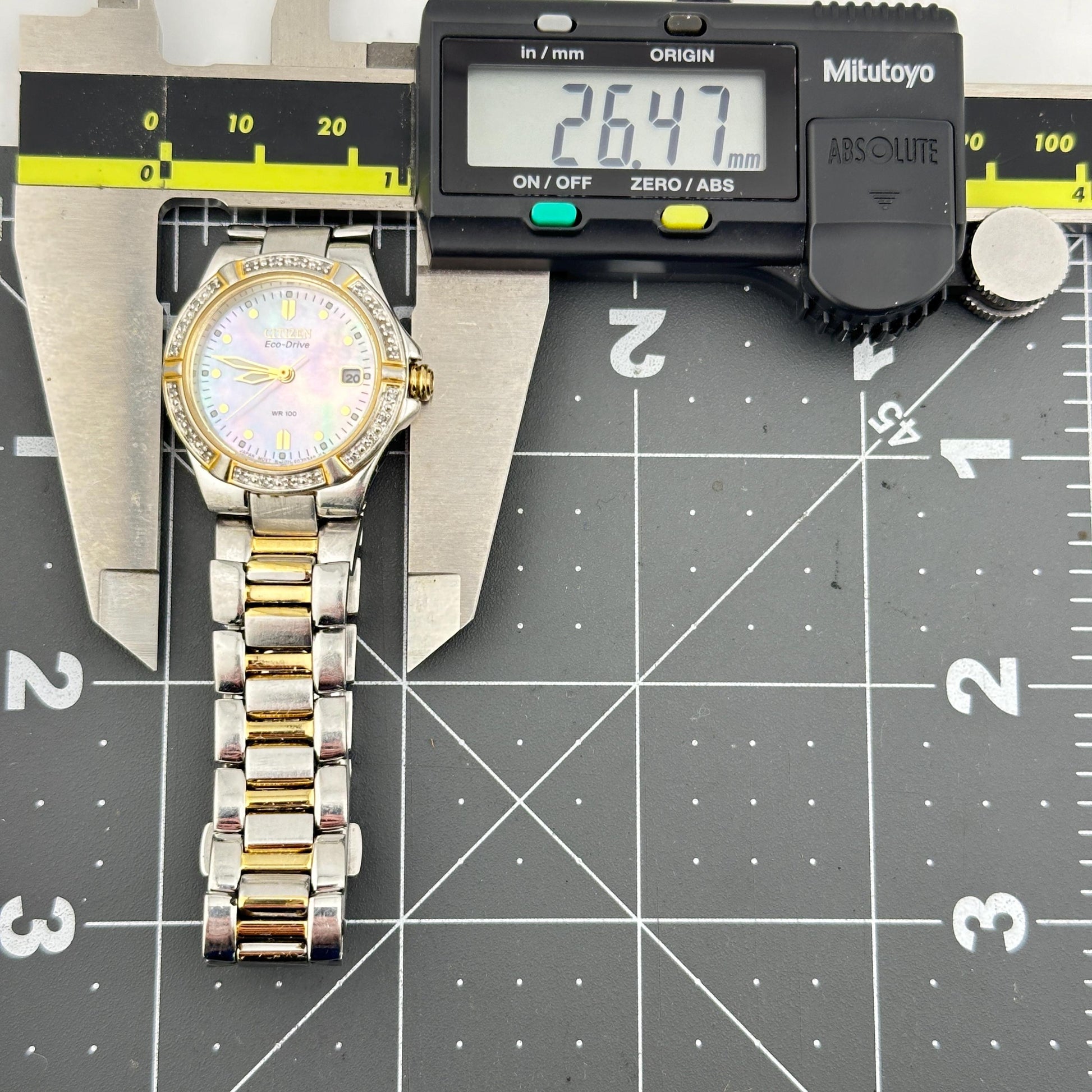 Citizen Eco-Drive 25mm Ladies Watch with Mother of Pearl Dial and Diamond Bezel