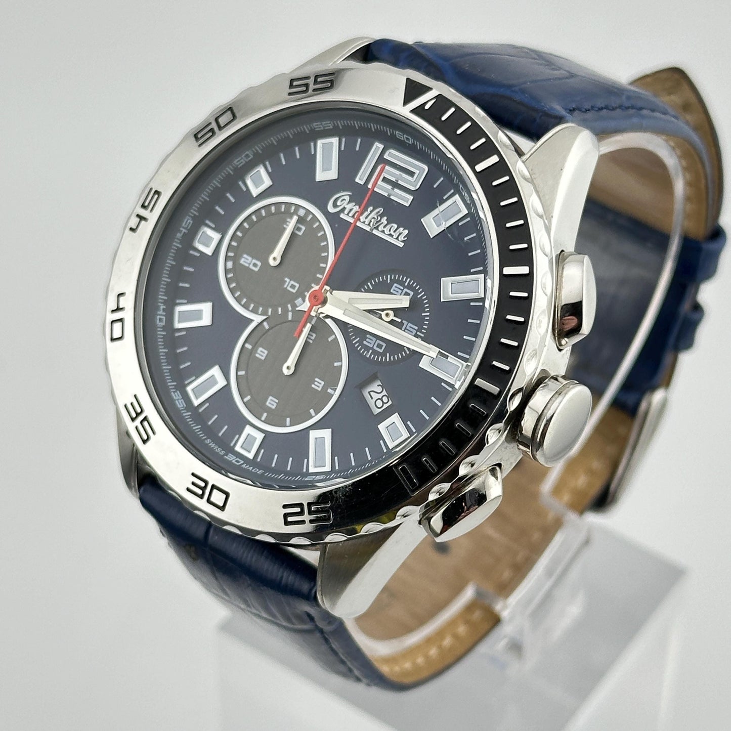 Omikron Stainless Steel Blue Dial Chronograph 45mm Men’s Watch