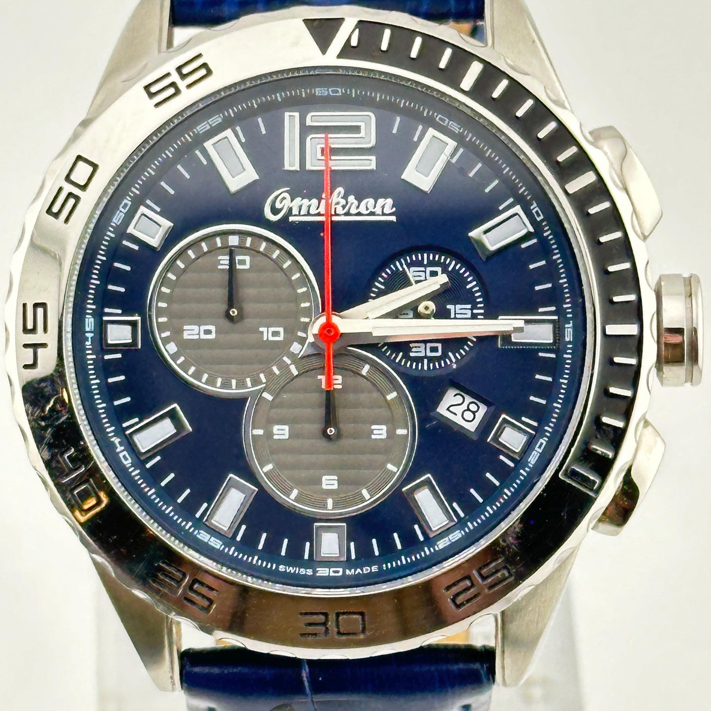 Omikron Stainless Steel Blue Dial Chronograph 45mm Men’s Watch