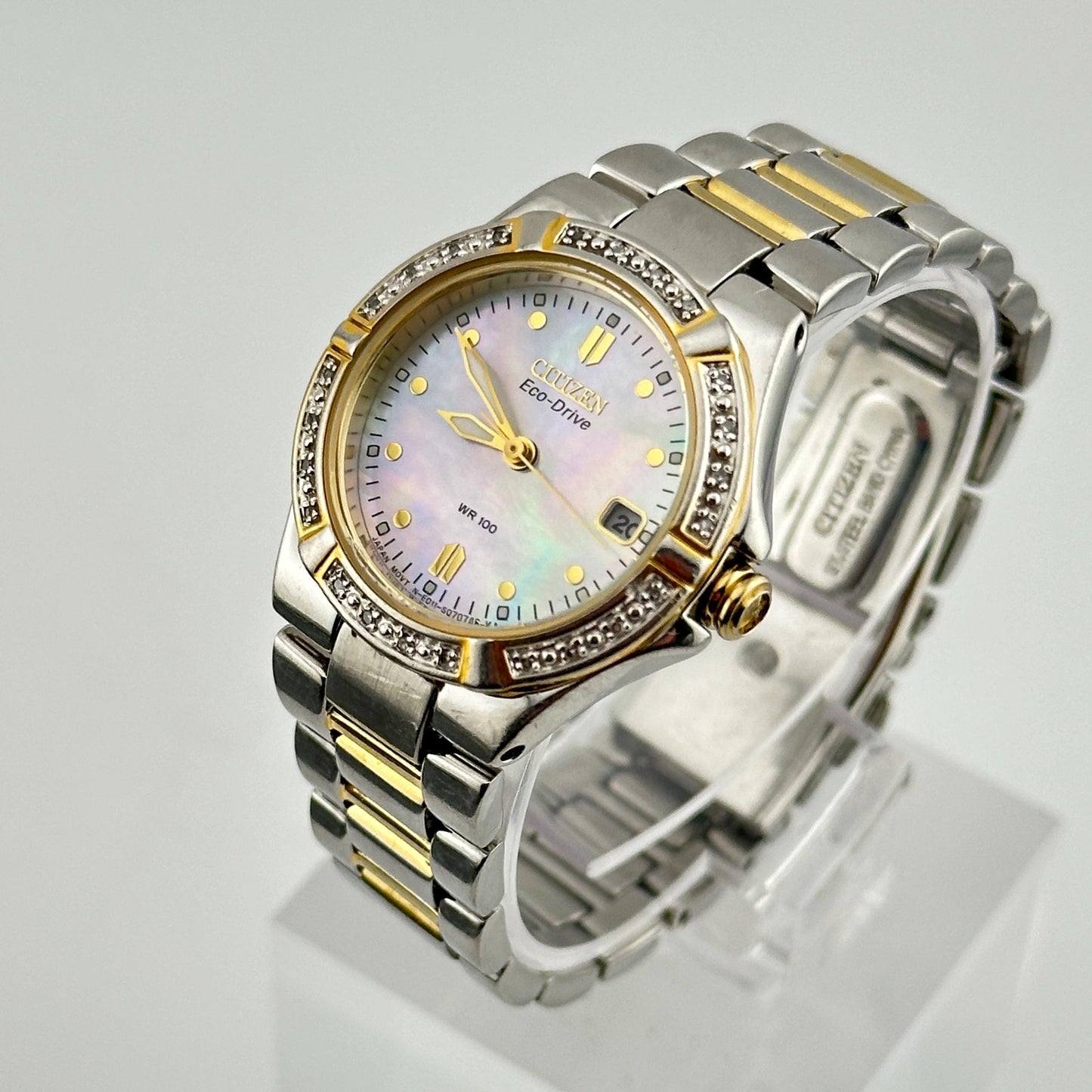 Citizen Eco-Drive 25mm Ladies Watch with Mother of Pearl Dial and Diamond Bezel