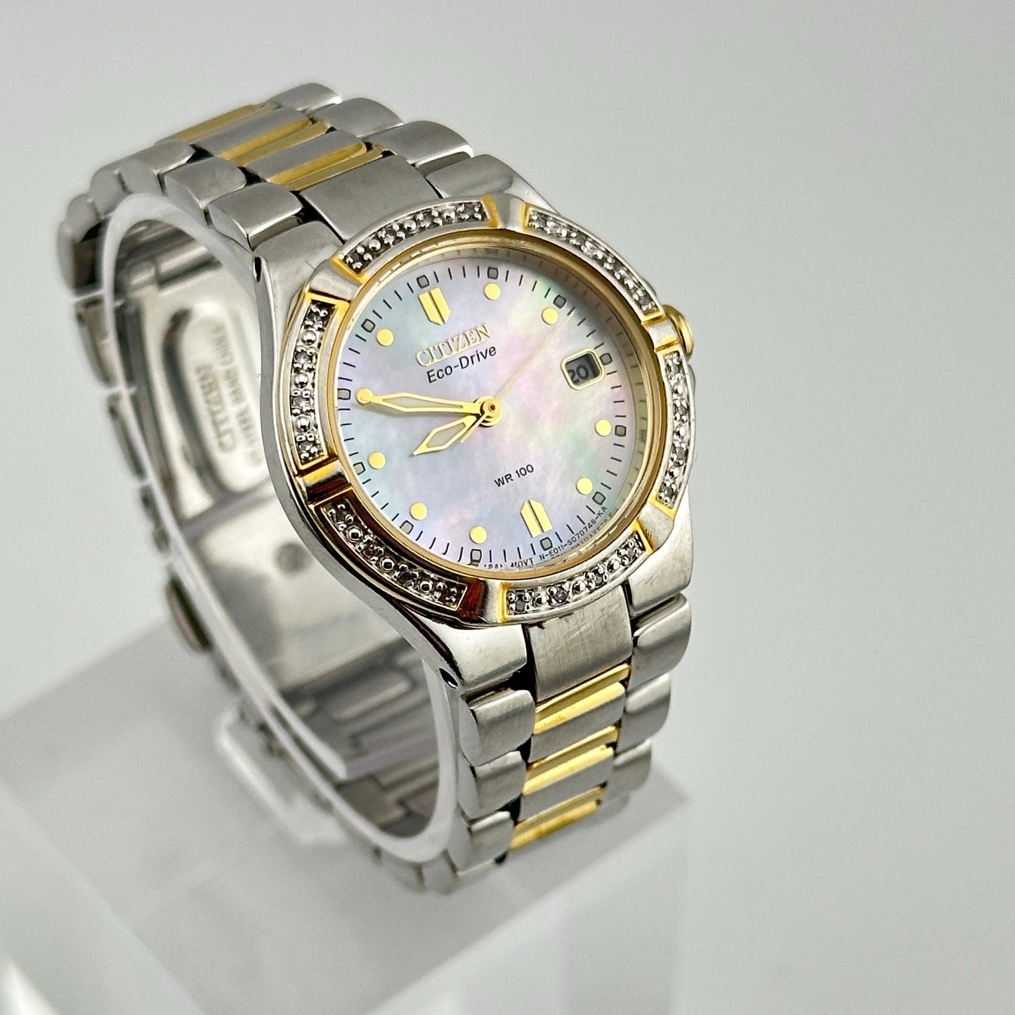 Citizen Eco-Drive 25mm Ladies Watch with Mother of Pearl Dial and Diamond Bezel