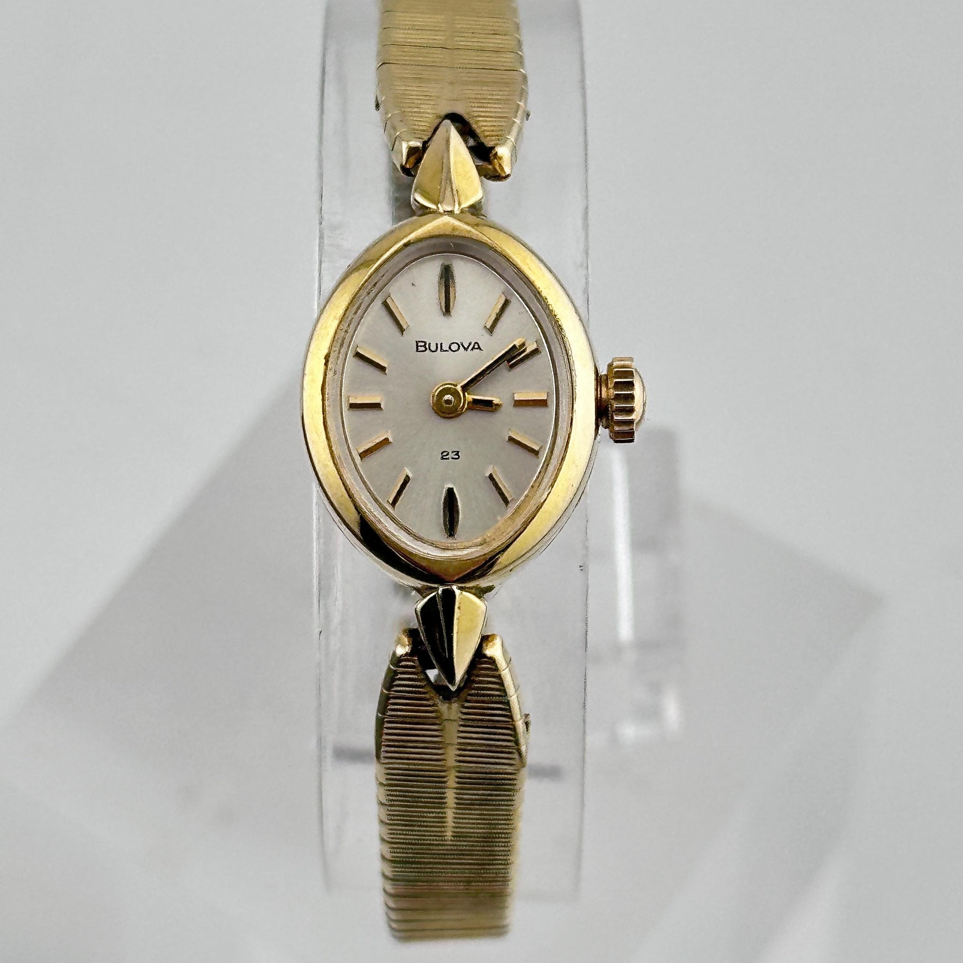 Vintage Bulova Swiss 10k Gold Filled Ladies 14mm Cocktail Watch with 23 Jewel Movement