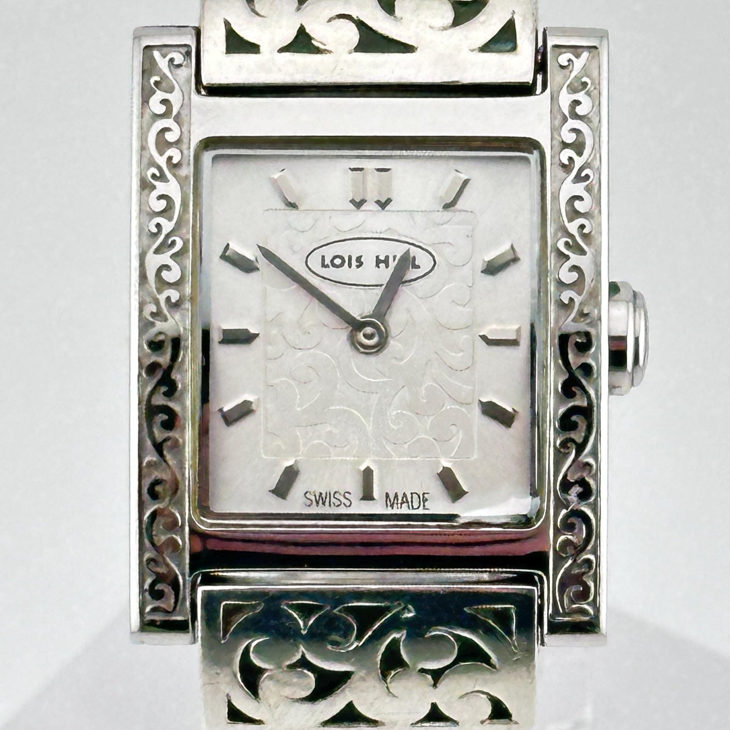 Lois Hill Sterling Silver Dial Quartz Ladies 25mm Tank Style Watch