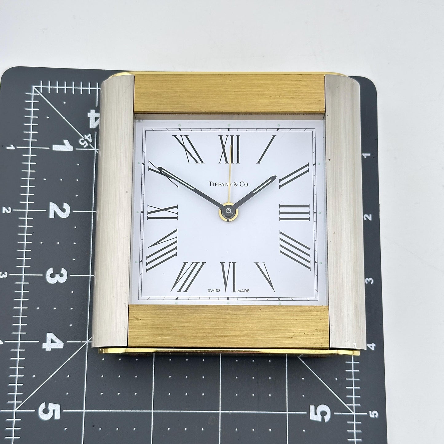 Tiffany & Co. Gold and Steel Swiss Made Alarm Clock