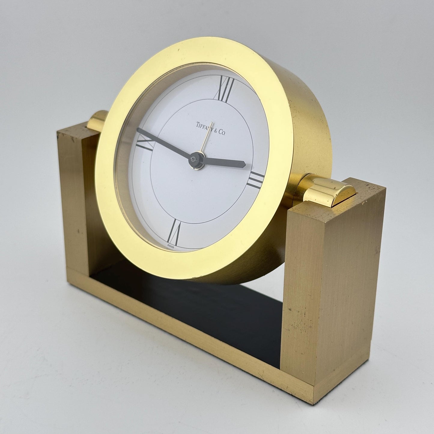 Tiffany & Co Brass Swiss Made Desk Alarm Clock