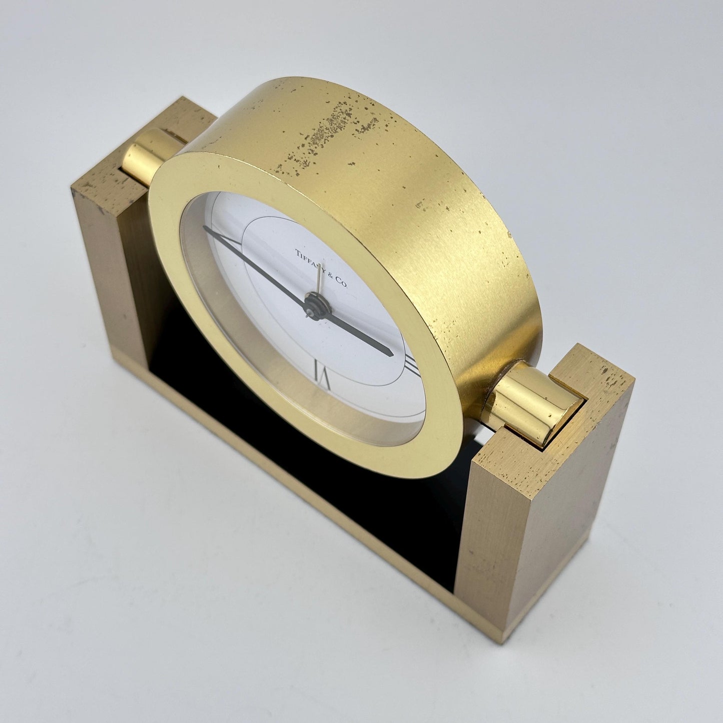 Tiffany & Co Brass Swiss Made Desk Alarm Clock