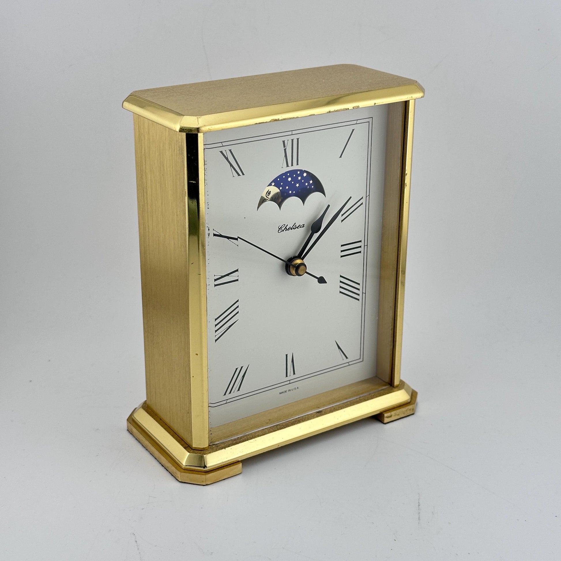 Vintage Chelsea Mantle Clock with Time and Moonphase