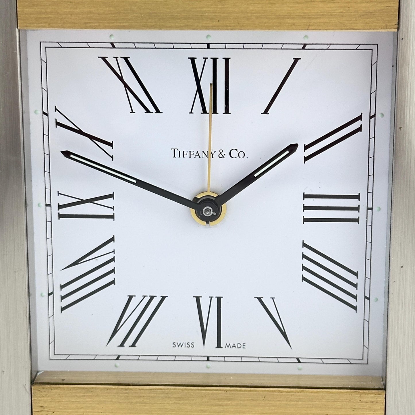 Tiffany & Co. Gold and Steel Swiss Made Alarm Clock