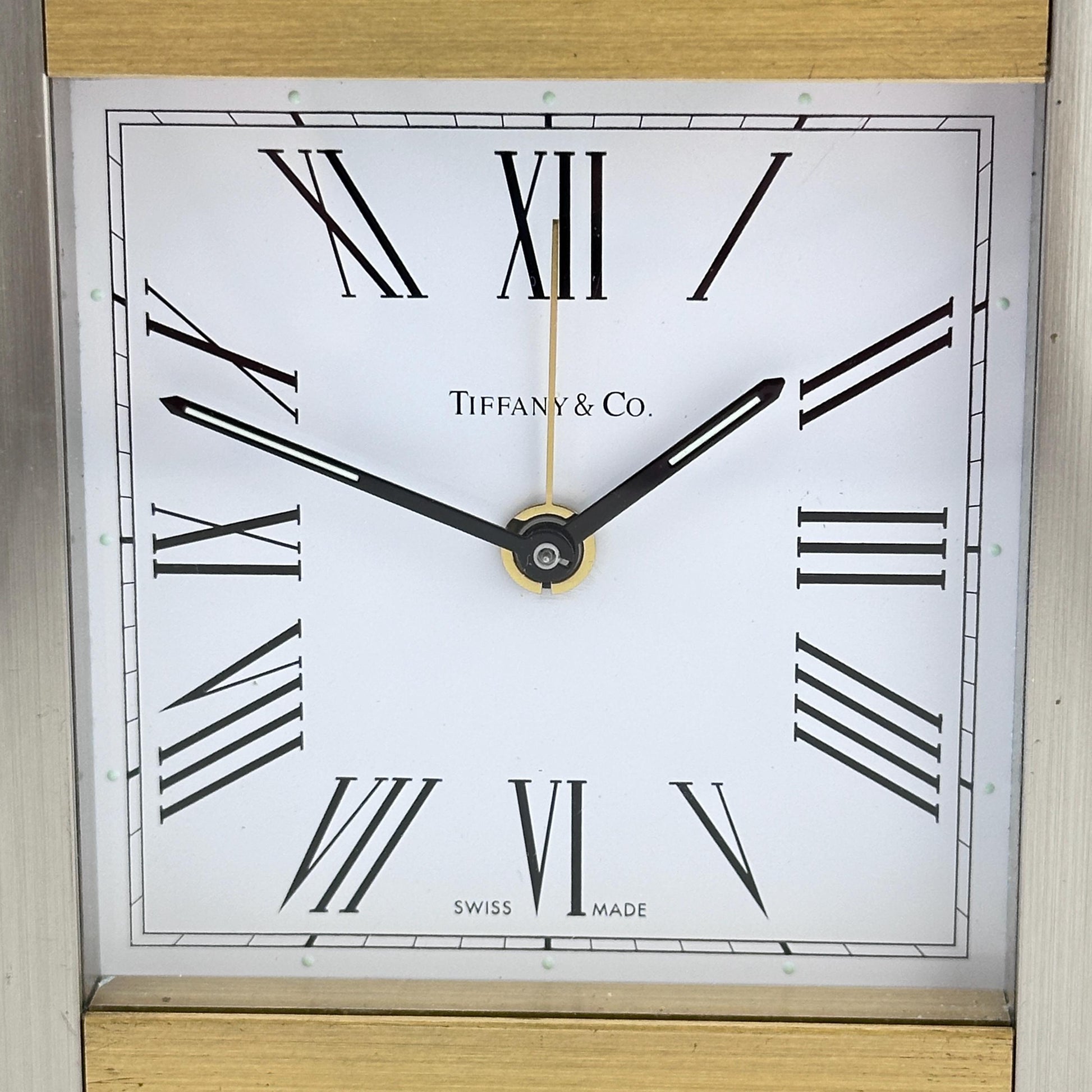 Tiffany & Co. Gold and Steel Swiss Made Alarm Clock