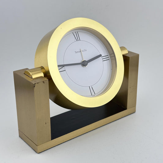 Tiffany & Co Brass Swiss Made Desk Alarm Clock