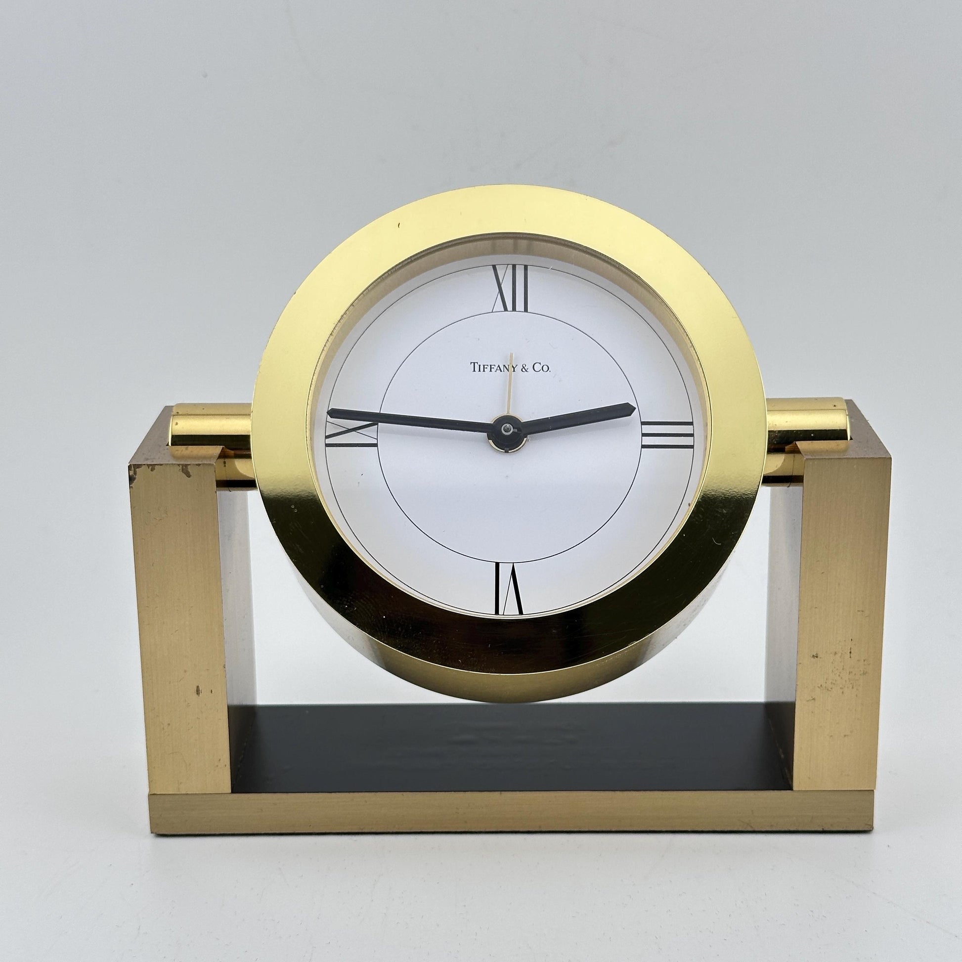 Tiffany & Co Brass Swiss Made Desk Alarm Clock