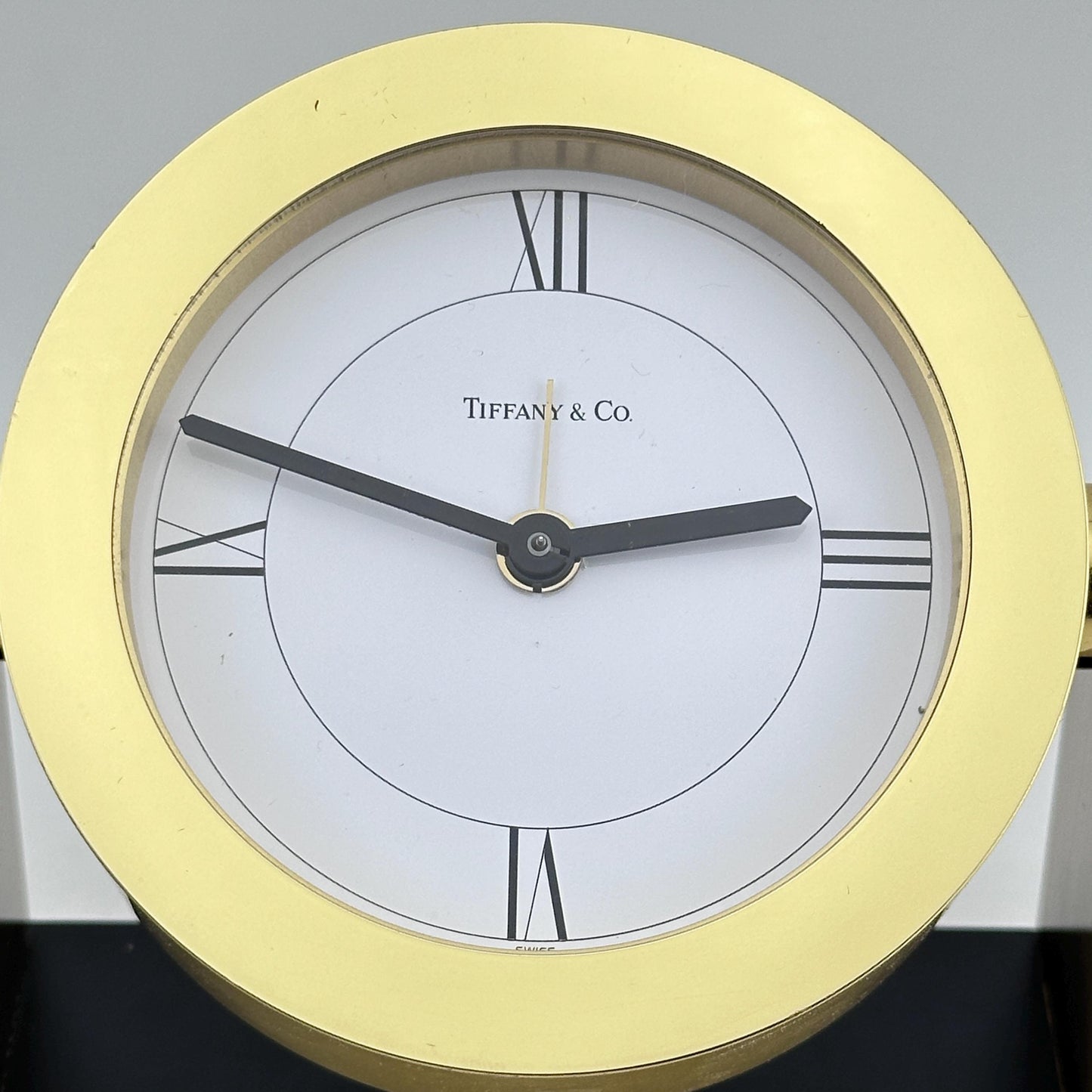 Tiffany & Co Brass Swiss Made Desk Alarm Clock