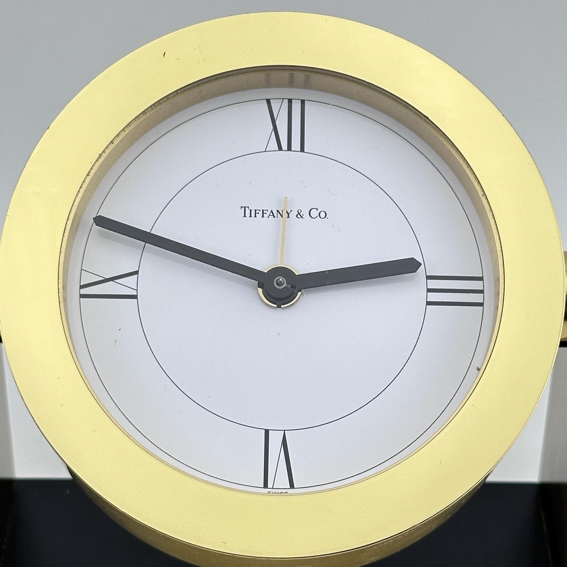 Tiffany & Co Brass Swiss Made Desk Alarm Clock