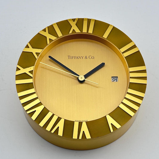 Tiffany & Co Swiss Made Atlas Desk Clock with Date