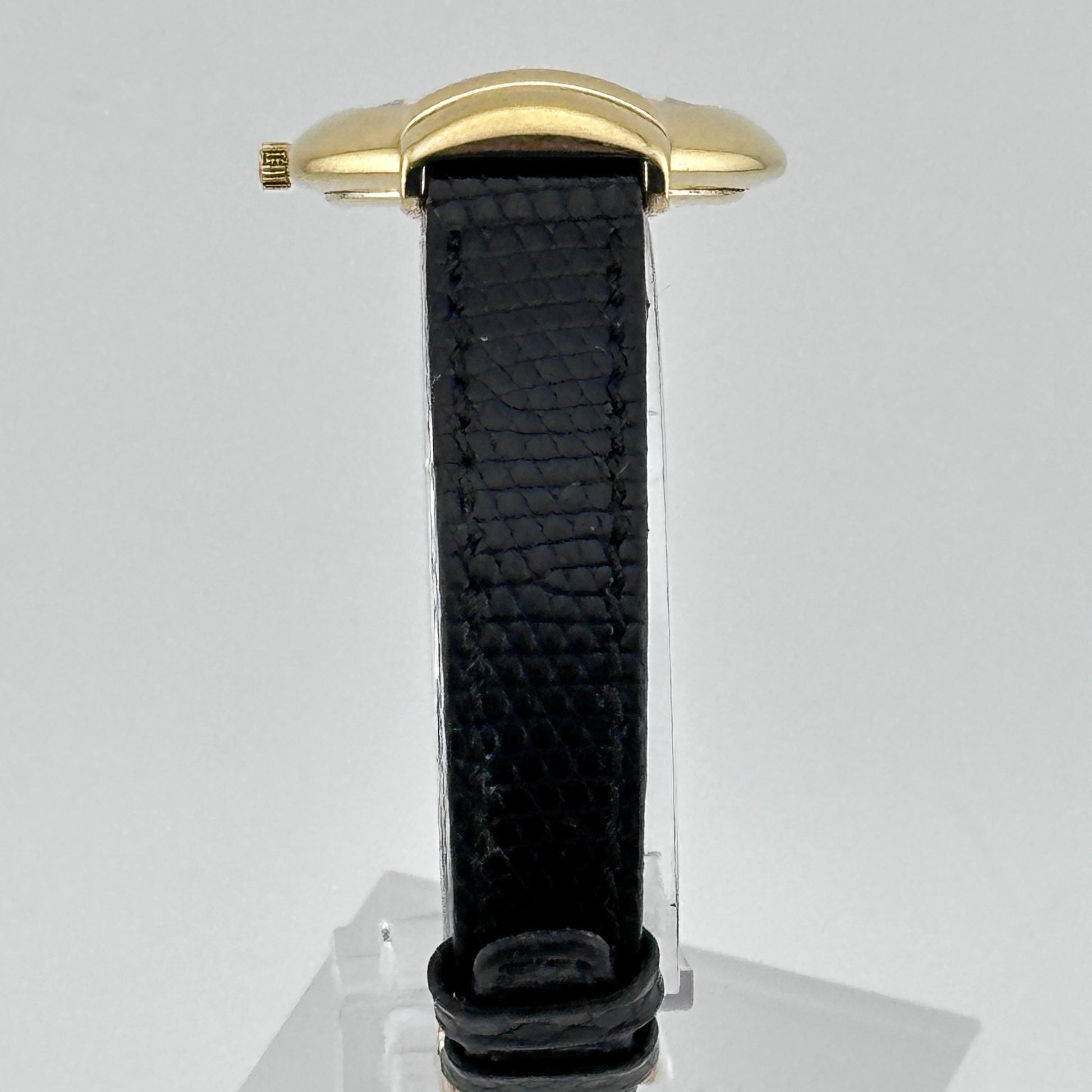 Gucci 14k Gold Plated with Black Dial and Leather Strap