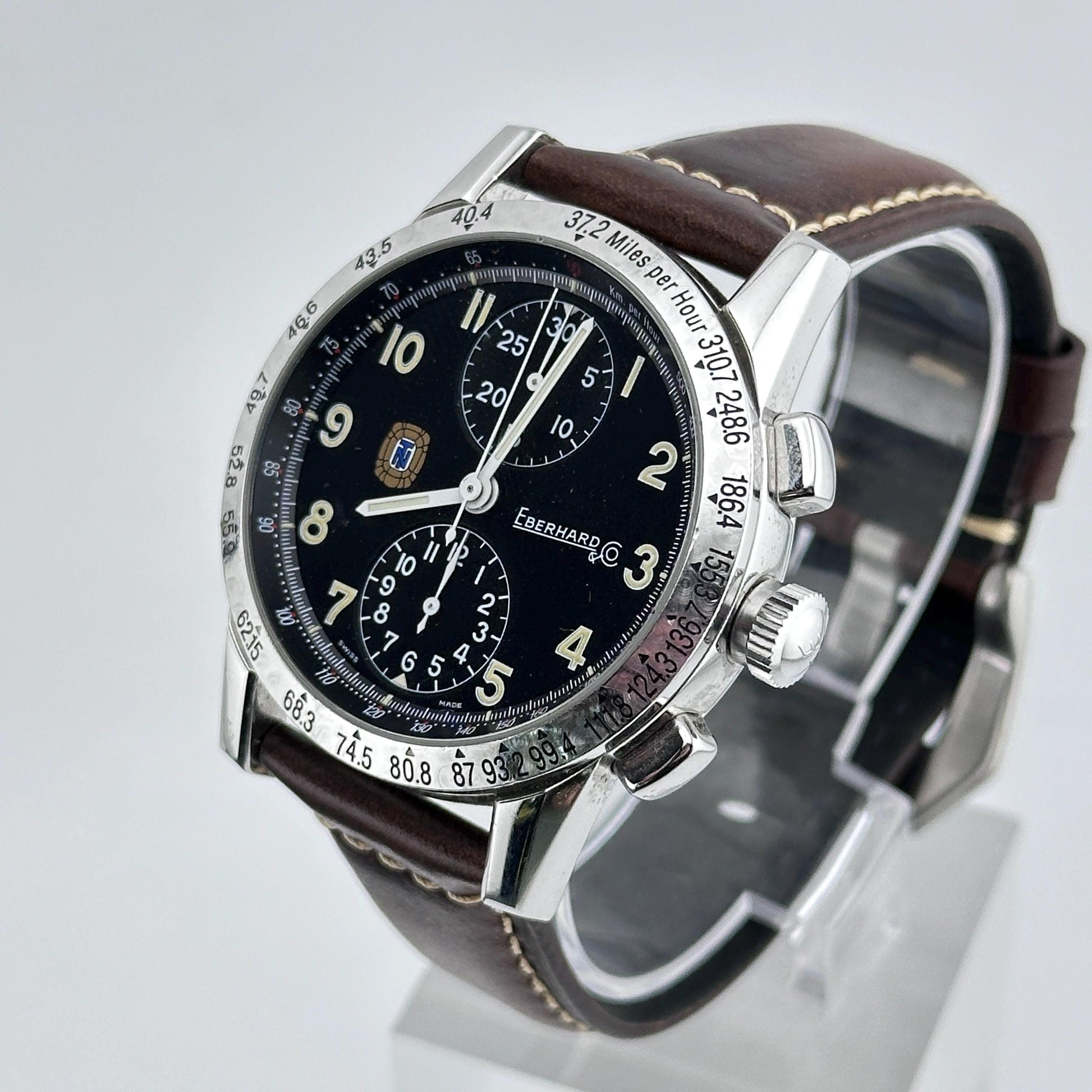 EBERHARD Tazio Nuvolari 31030.5 Chronograph black Dial Automatic Men's 40mm Wrist Watch c.1992