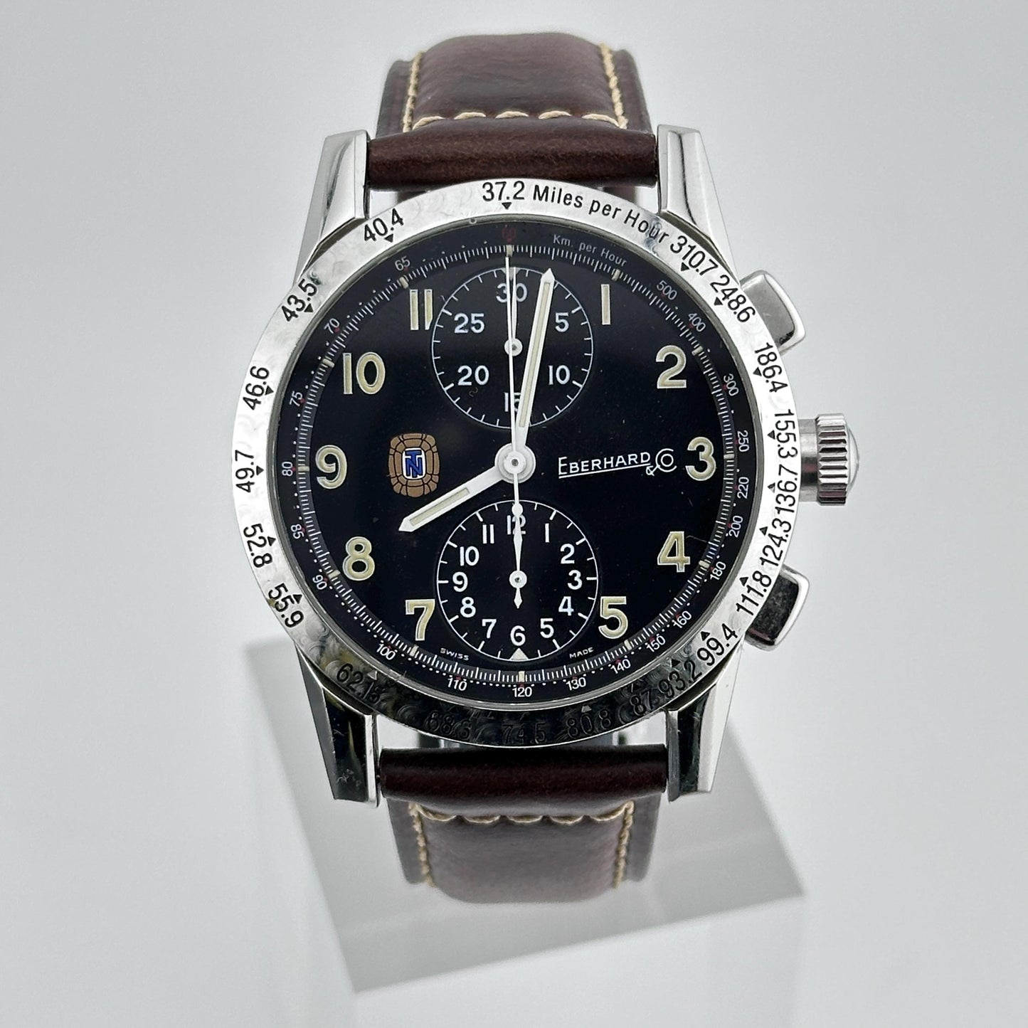 EBERHARD Tazio Nuvolari 31030.5 Chronograph black Dial Automatic Men's 40mm Wrist Watch c.1992