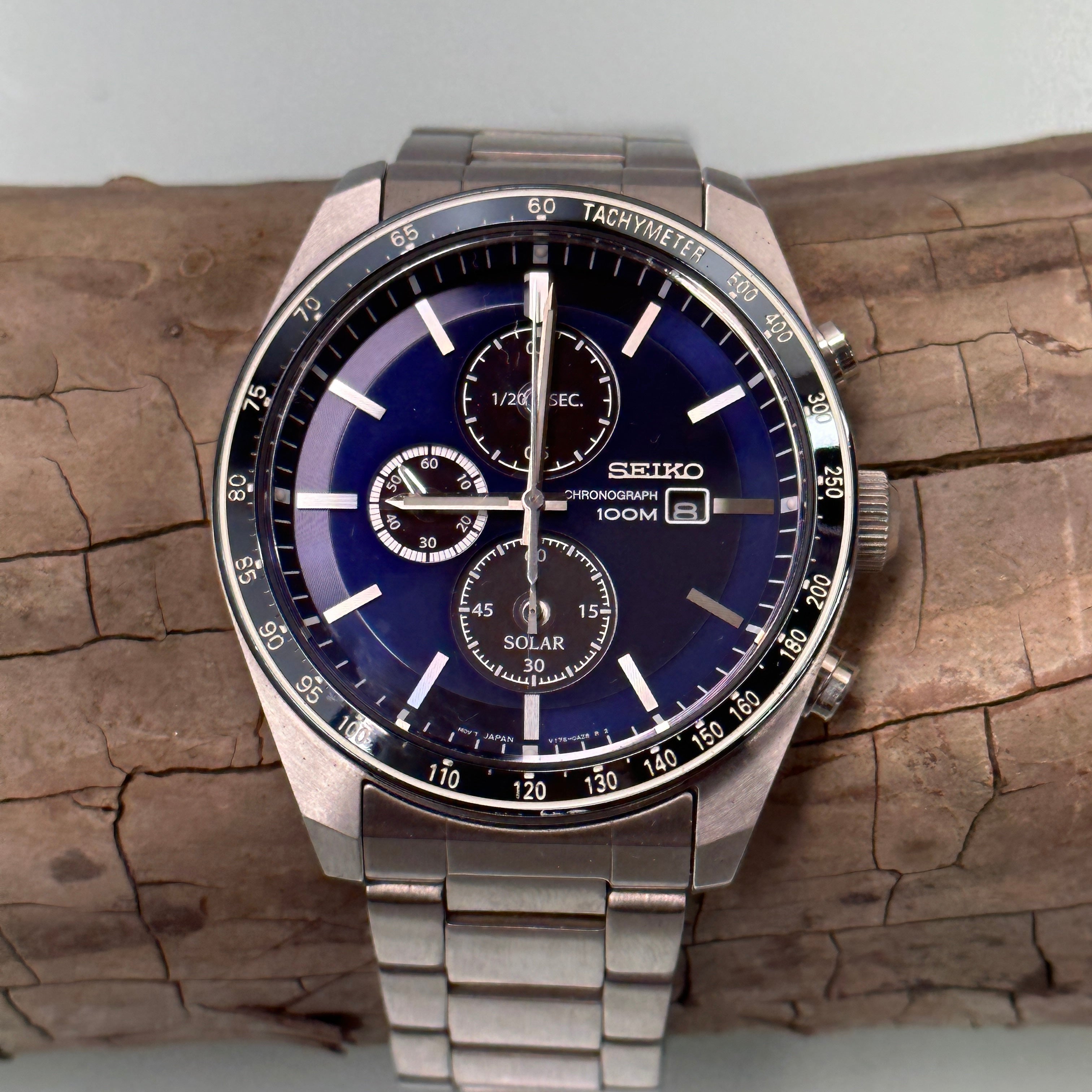 Men's seiko solar chronograph watch sale