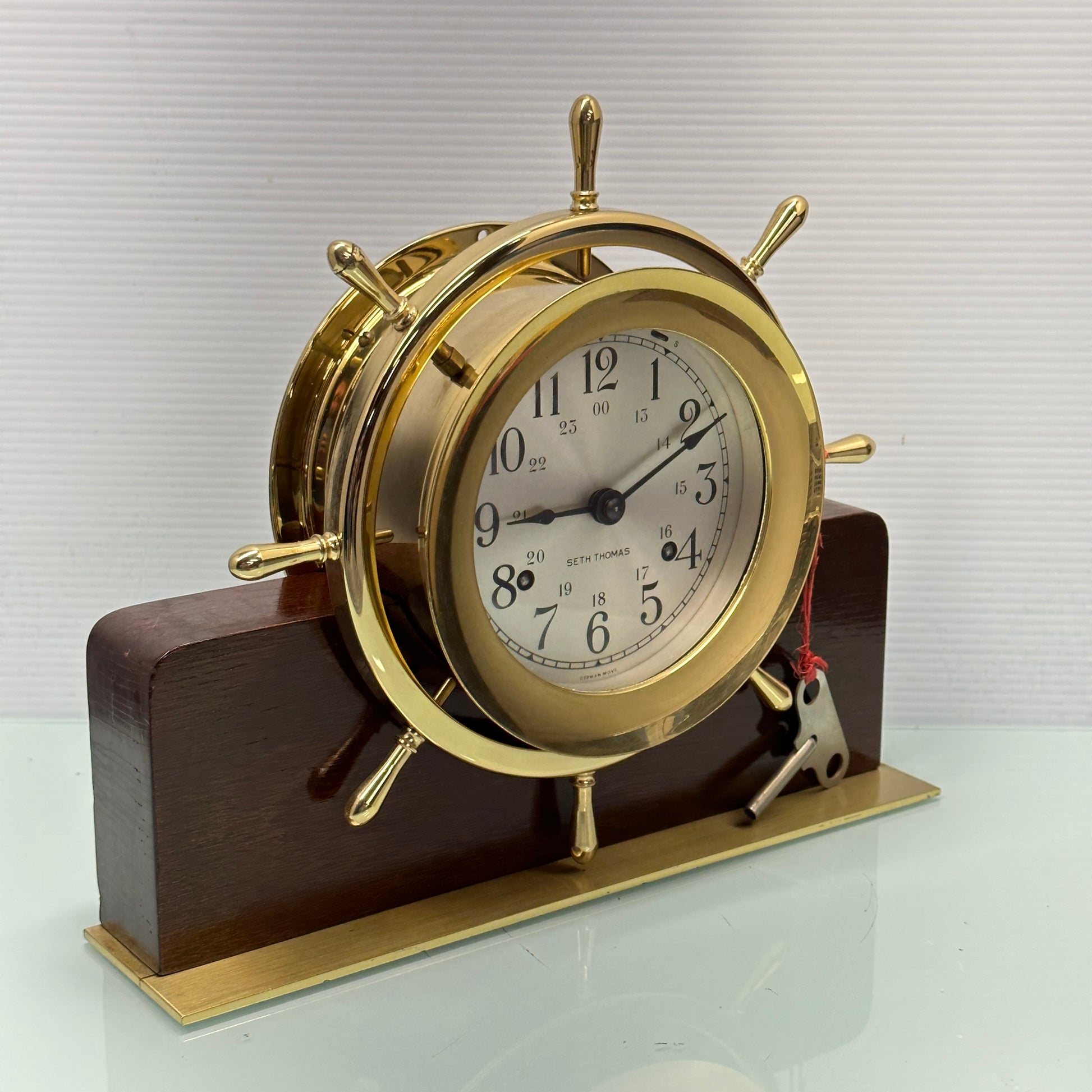 Seth Thomas Helmsman Ships Clock and Mahogany Stand – Savage Clockworx