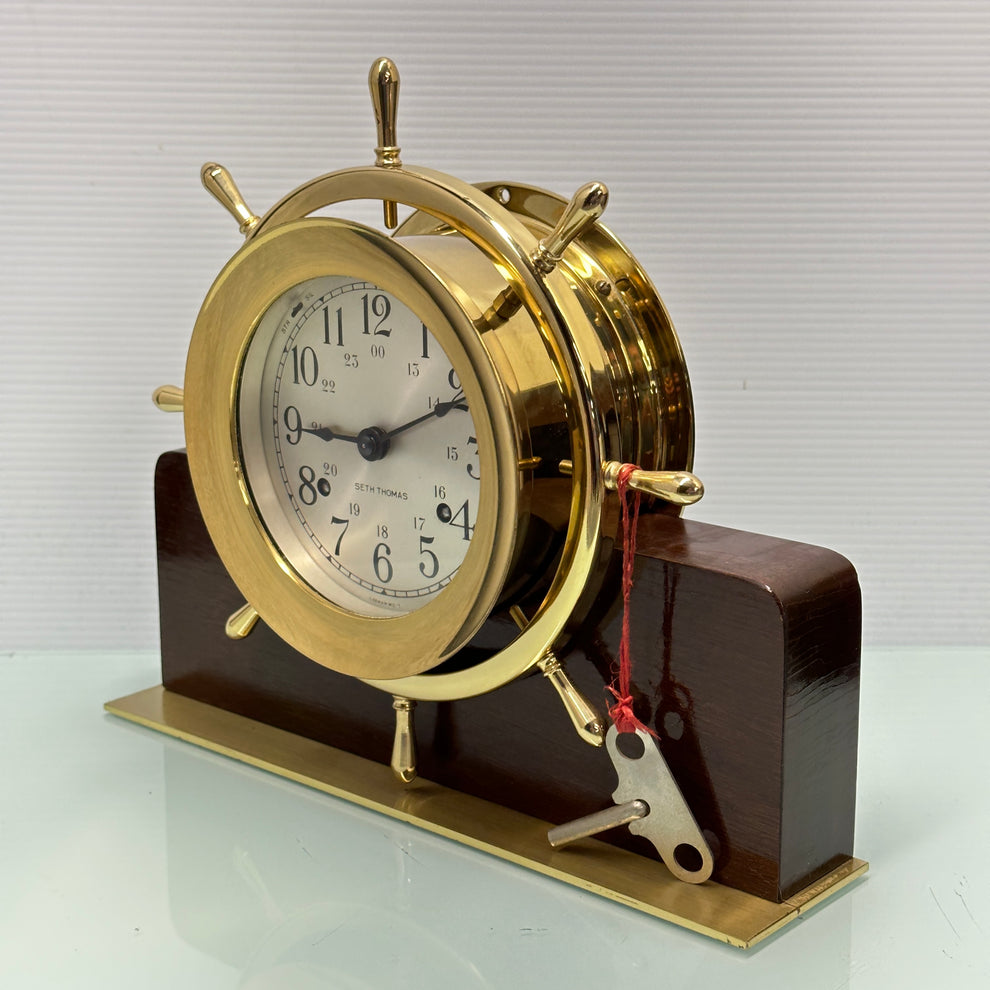 Seth Thomas Helmsman Ships Clock and Mahogany Stand Savage Clockworx