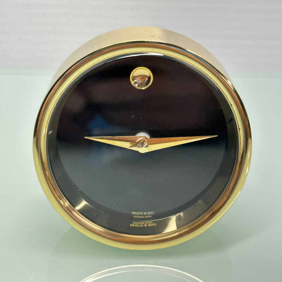 Movado Gold Museum Dial Desk Clock Savage Clockworx