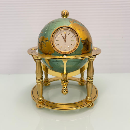 Rare Angelus Gilt Globe Clock and Weather Station c.1950