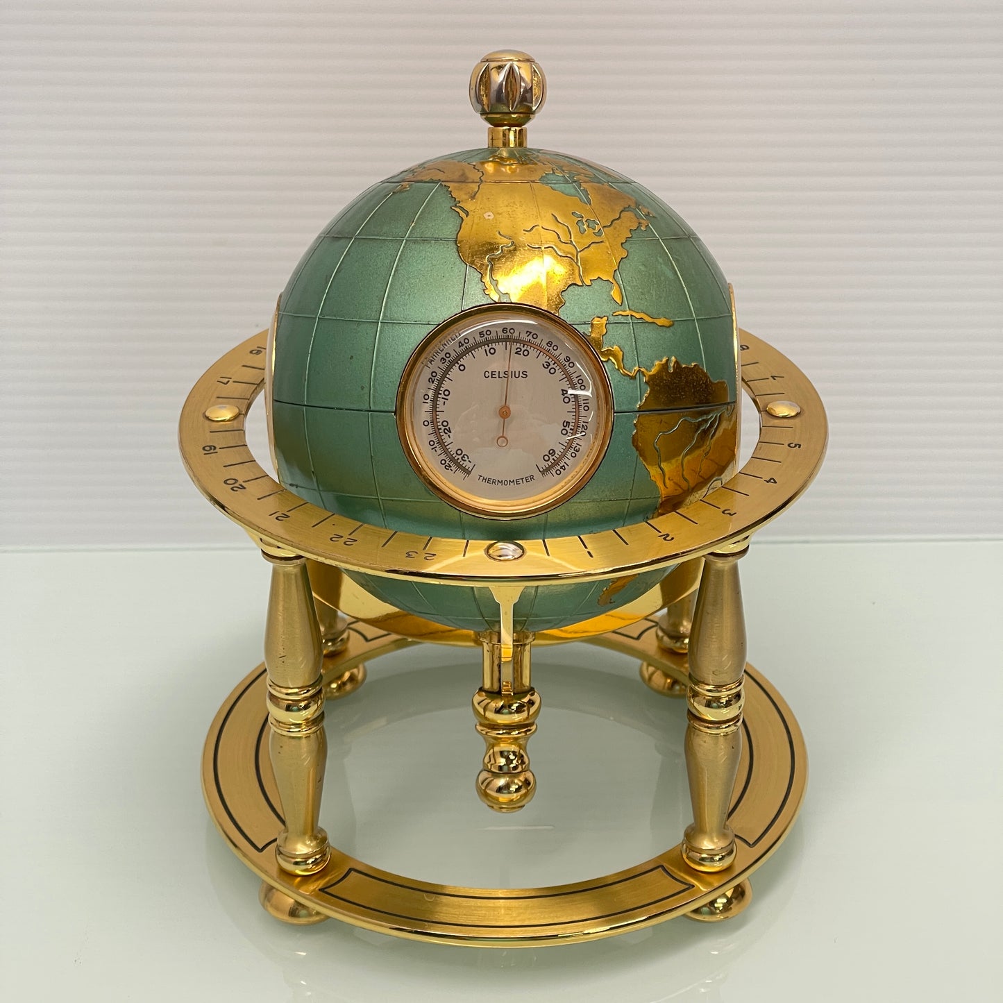 Rare Angelus Gilt Globe Clock and Weather Station c.1950
