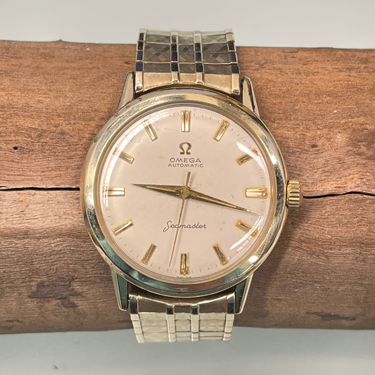 Gold Omega Seamaster 17 Jewel Automatic Mens Wristwatch c. 1960